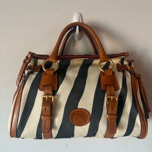 Dooney & Bourke Striped Canvas and Leather Satchel